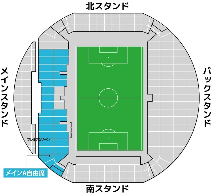 メインA自由席の座席位置